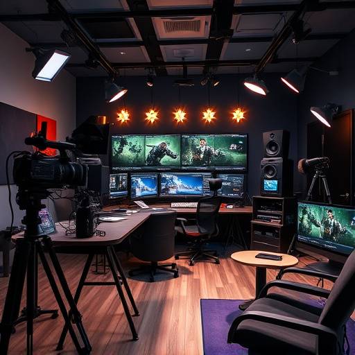 Post-production suite with editing equipment